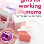 White table with gifts being wrapped, gifts for working moms