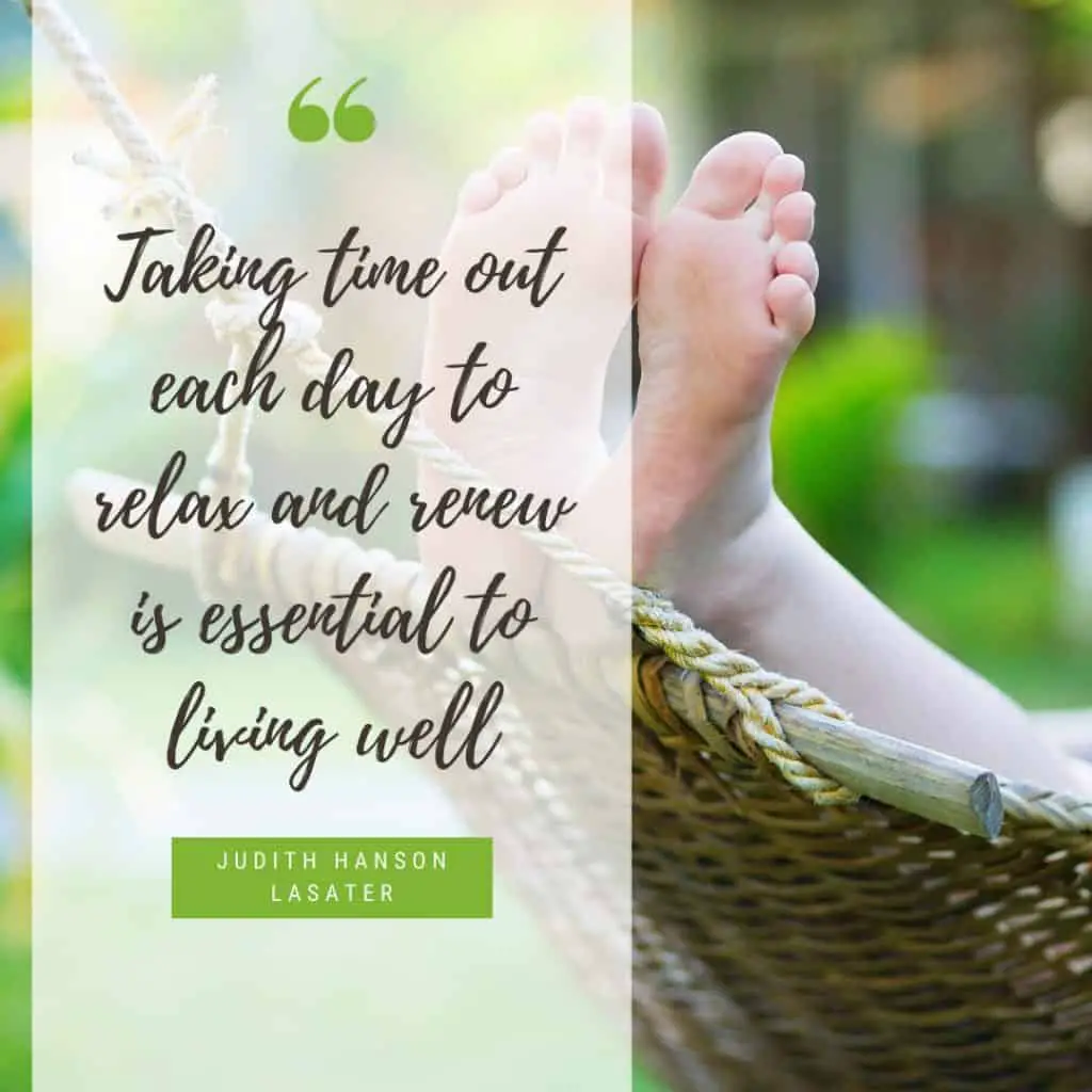 Time to relax - lady relaxing in hammock - quote